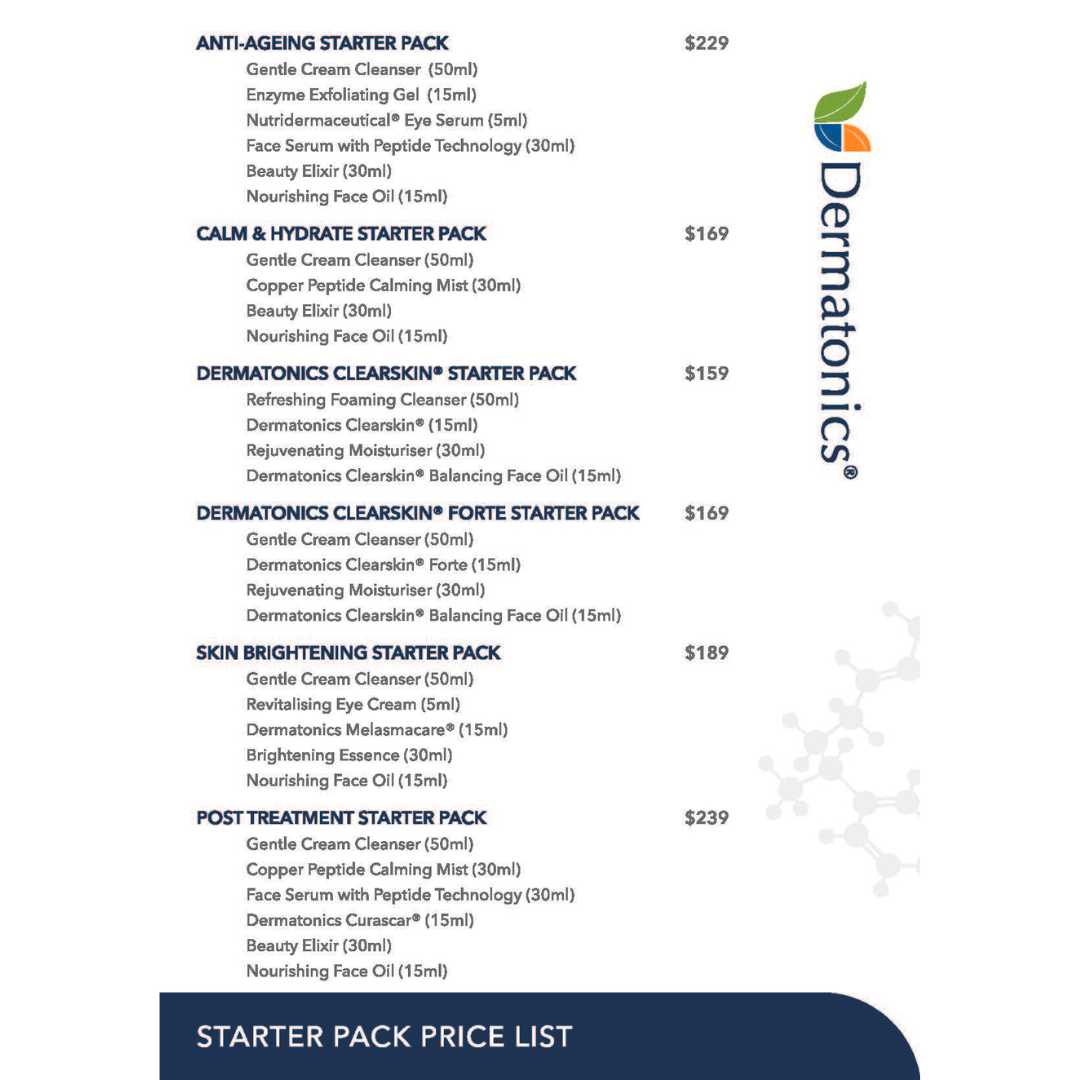 Starter Pack price list A5